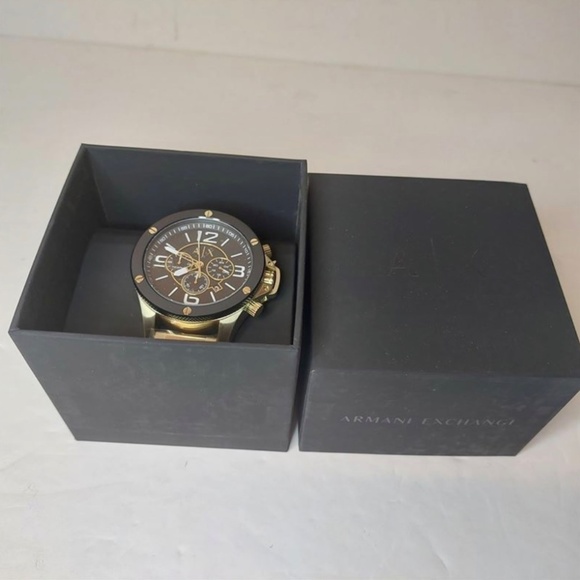 NWT - Armani Exchange Chronograph Black Dial Gold-tone Men's Watch AX1511. - Picture 2 of 4